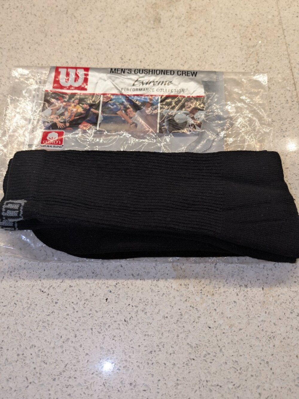 NEW w/Tags-Wilson Extreme Performance Collection Cotton Blend Black Socks Pair